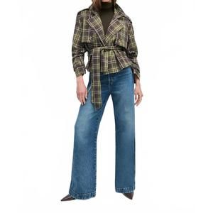 NEW FAVORITE DAUGHTER cropped charles trench coats in countryside plaid